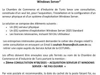 Avis de 2ème Consultation N°08/2025 – Acquisition Serveur physique et un système d’exploitation Windows Server”