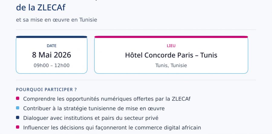 Atelier sur le commerce numérique de la ZLECAf en Tunisie : une opportunité stratégique pour les entreprises et PME
